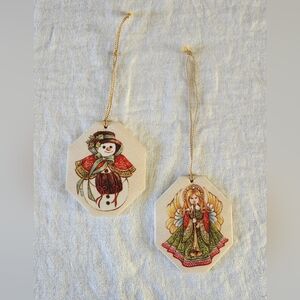 Vintage Set of 2 Avon Double-sided Cloth Fabric Christmas Ornaments